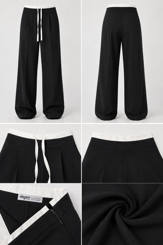 شلوار پارچه ای لبه سفید elegant